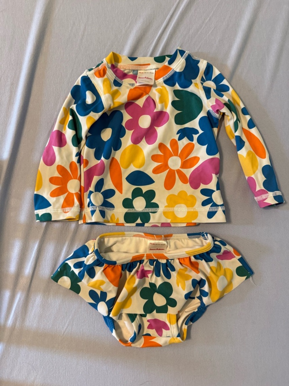 Hanna Andersson Floral Print Two Piece Bathing Suit size 12-18m